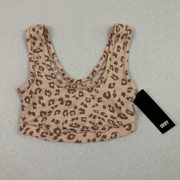 DKNY Women’s Leopard Print Bralette Top Small S Sleeveless Crop Lounge NWT - Picture 4 of 7
